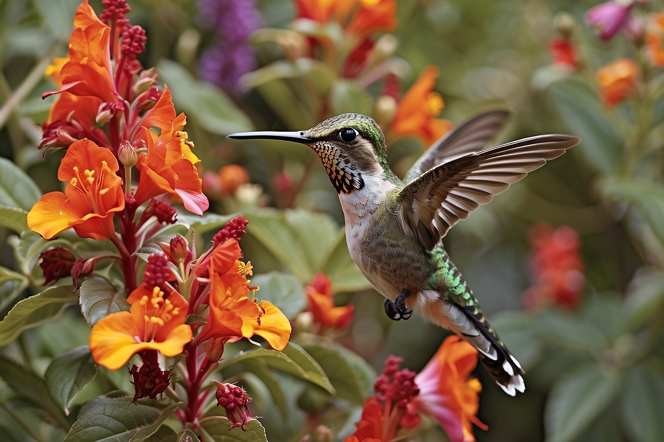 Hummingbird in garden